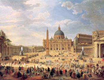 Giovanni Paolo Panini : Departure of Duc de Choiseul from the Piazza di St. Pietro